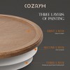 COZAYH Rustic Table Round Accent Wood Tray Top Curved Base Furniture, Set of 2 - 4 of 4