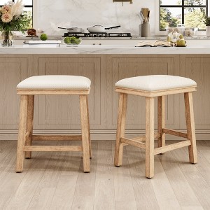 Captiva Designs 24 inch Height Bar Stool with Padded Seat & Solid Wood Frame & Footrest - 1 of 4