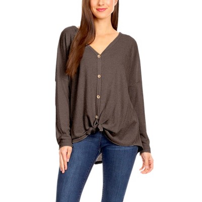 Anna-Kaci Women's The Perfect Tie Front Thermal Top