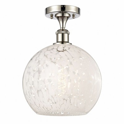 White Mouchette - 1 Light Semi-Flush Mount In Modern Style-13 Inches Tall and 10 Inches Wide