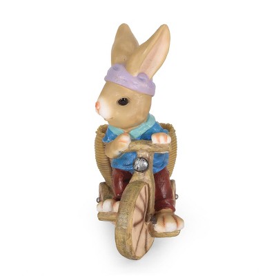 New Burton & Burton Figurine Bunny Pushing Cart Easter