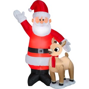 Gemmy Christmas Airblown Inflatable Santa and Rudolph the Red Nosed Reindeer, 7.5 ft Tall - 1 of 2