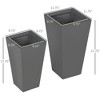 2-Pack Outdoor Planter Set, Flower Pots with Drainage Holes, Durable & Stackable Plant Pot, 22in & 18in, for Porch, Entryway, Patio, Garden - 3 of 4