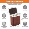 GustoWave Bamboo Laundry Hamper Large 58L/106L with Removable 3/4-Section Liner, Foldable Storage Basket with Lid and Handles - 2 of 4