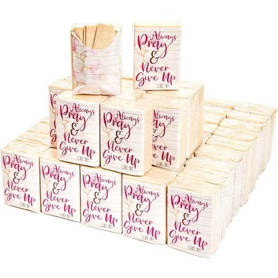 Sparkle and Bash 60 Pack Pocket-Size Tissues Bulk, Always Pray and Never Give Up Luke 18:1, for Party Favors, Graduation Ceremonies, Funeral, 3-Ply