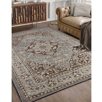 Gray Floral Medallion Synthetic Indoor Area Rug, 3'x5'