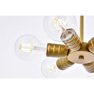 Reyes 6-Light Brass and Iron LED Pendant Lamp