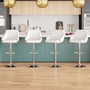 VECELO Bar Stools Set of 2/4, Modern PU Leather Bar Stools with Back Adjustable & Swivel for Kitchen Counter Island - 1 of 4