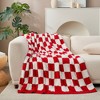 Snuggle Sac Faux Fur Checkered Throw Blanket, Fluffy Feather Yarn Blend Bedding Blankets for Couch or Bed - 2 of 4