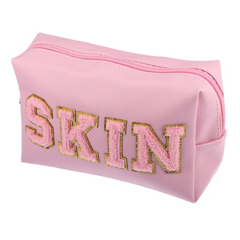 Unique Bargains Patch Small Makeup Bag Alphabet Pattern Toiletry Bag Travel  Cosmetic Organizer for Women Daily Use Pink