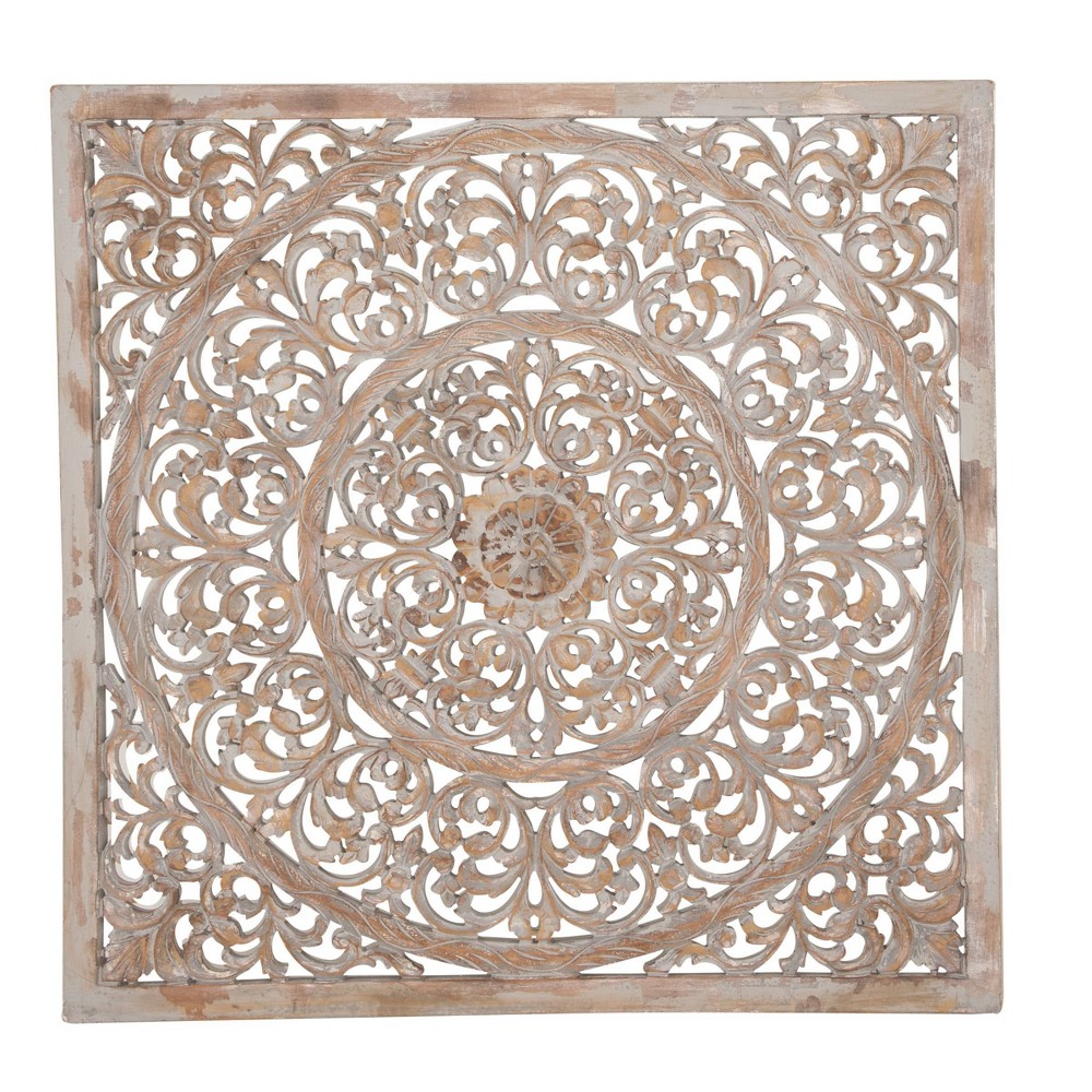 Photos - Garden & Outdoor Decoration Wood Floral Handmade Intricately Carved Wall Decor with Mandala Design Bro