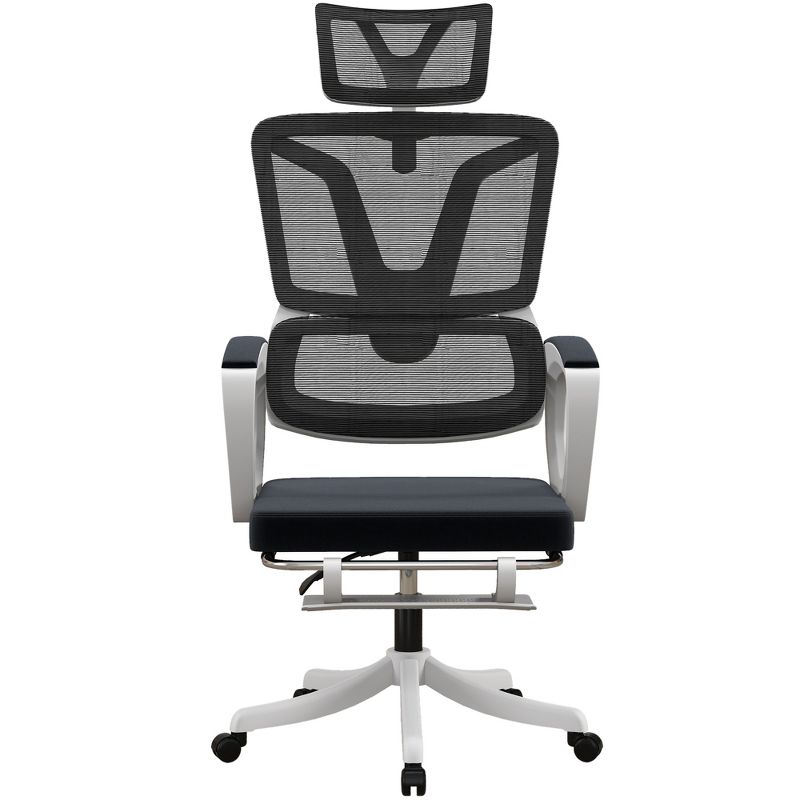 Vinsetto Reclining Office Chair with Adjustable Headrest, Lumbar Support, High Back, Footrest, Comfy Computer Chair, Black, 4 of 7