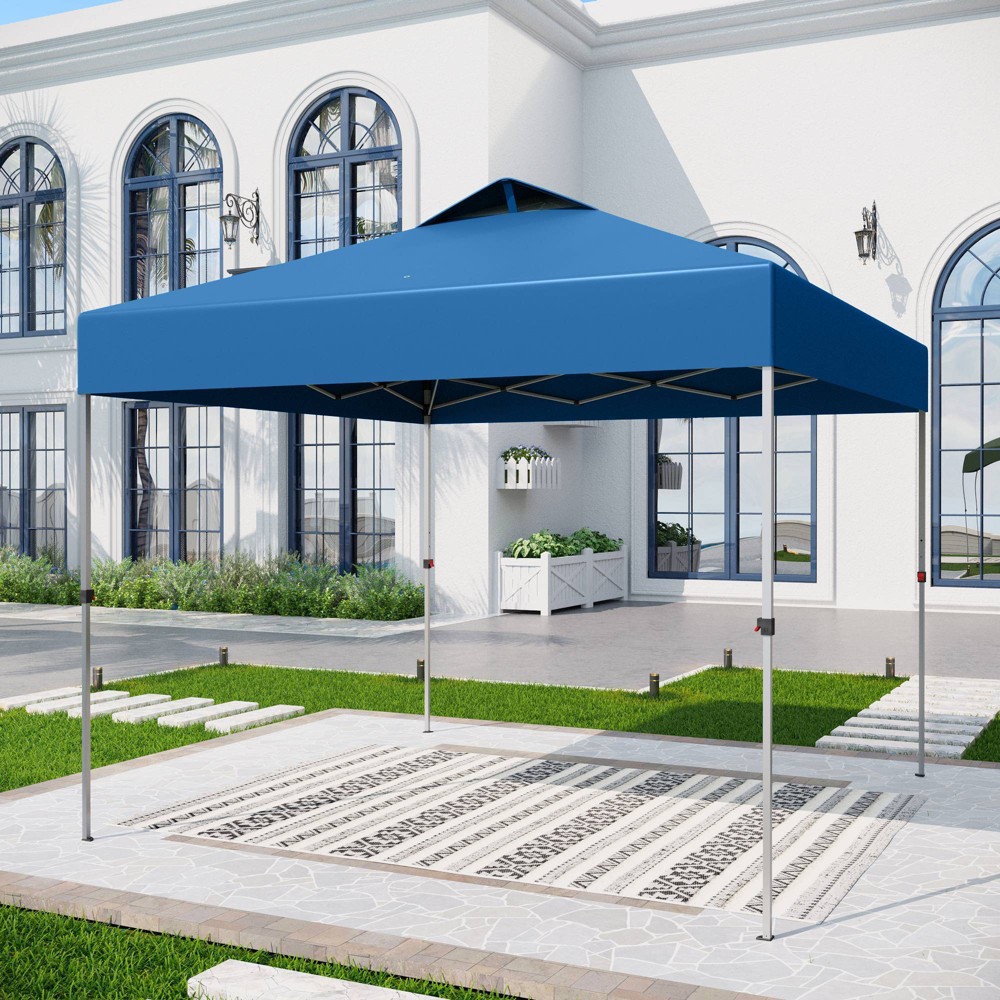 10' Outdoor Patio Pop-Up Canopy Tent with Wheeled Bag Blue - Captiva Designs: UV Protection, Waterproof