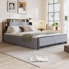 Famapy Queen Bed Platform Bed: Sturdy Construction, Wood - Look Headboard,Upholstered & Metal Frame, Hidden&le Storage – Great for Organized Bedrooms - 2 of 4