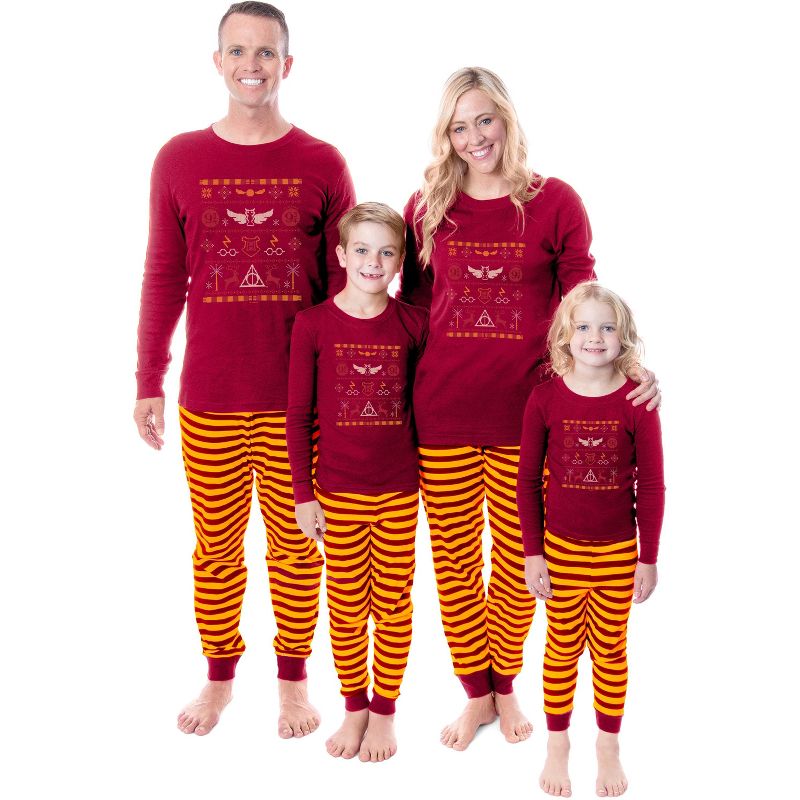 Harry Potter Gryffindor Sweater Sleep Tight Fit Family Pajama Set, 1 of 6