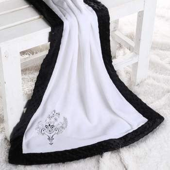 Bacati - Classic Damask Black Embroidered Blanket