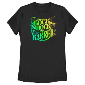 Women's The Nightmare Before Christmas Lock, Shock, and Barrel Neon Circle T-Shirt - 1 of 4