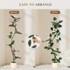 Artificial Rubber Tree in White Pot - Faux Indoor Plant with 7/8 Magnolia Flowers, Fiddle Leaf Fig Style for Home/Office Decor - 3 of 4