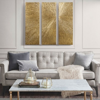 MAYEERTY Hand Painted Triptych 3-piece Dimensional Resin Wall Art Set