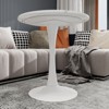 Sapphtopaz Modern Round Dining Table with White Tapered Pedestal Base Coffee Table with Faux Marble Finish Kitchen Table for Living Room, White - 4 of 4
