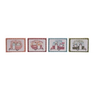 Transpac MDF Cute Camper Decor Set of 4 Spring Home Decorations - 1 of 1