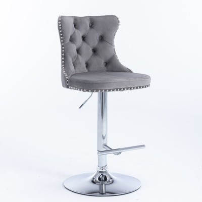 NicBex Dining Chairs Set of 2 Bar stool Upholstered Chair Swivel Velvet Adjusatble Seat with Backs Tufted for Home Pub and Kitchen