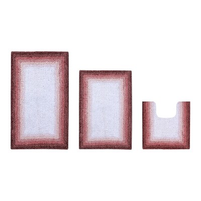 Torrent Collection 3 Piece 100% Soft Cotton Tufted Weave Bath Rug Set, Ombre Pattern, Super Soft & Absorbent, Machine Washable Bathroom Mats