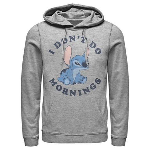 Boy's Lilo & Stitch Experiment 626 I Don't Do Mornings Pull Over Hoodie -  Athletic Heather - Large