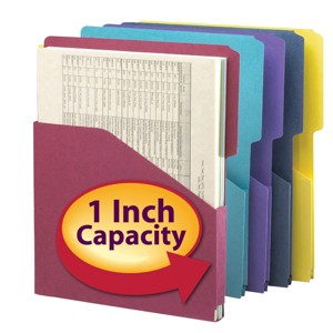 Smead Organized Up  Expanding Slash Jacket, 2/5-Cut Tab, 1" Expansion, Letter Size, Assorted Colors, 5 per Pack (75445) - 1 of 4