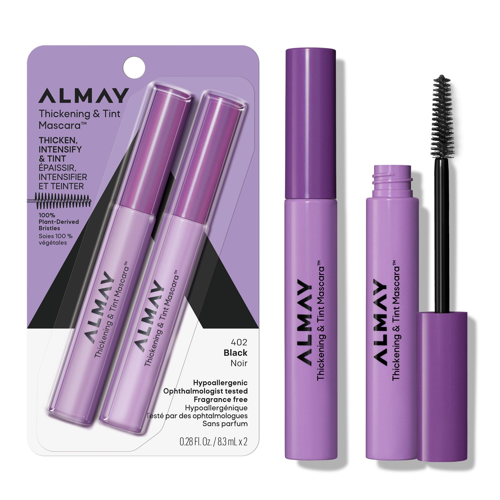 Almay Thickening & Tint Mascara - No Clumping or Flaking - 402 Black - 2 Count