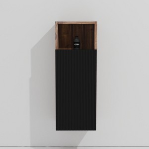 CAVINAS Chic Striped Wall Mounted Bathroom Cabinet,Floating Storage Cabinet with 3 Shelves,Elegant Cabinet for Bathroom,Bedroom&Kitchen,Black/Walnut - 1 of 4
