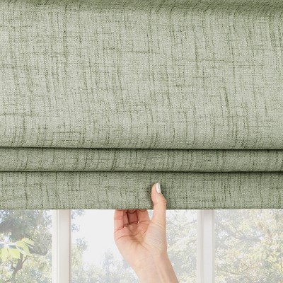 Sage Green Textured Fabric Cordless Blackout Roman Shade 31" x 64"