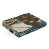 50" X 70" Brown And Blue Ikat Cotton Quilted Kantha Throw Blanket with Embroidery - 3 of 4