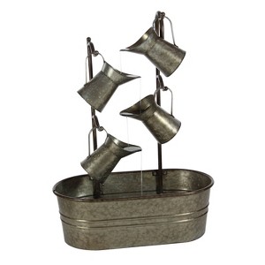 34" Metal Farmhouse Fountain Gray - Olivia & May - 1 of 4