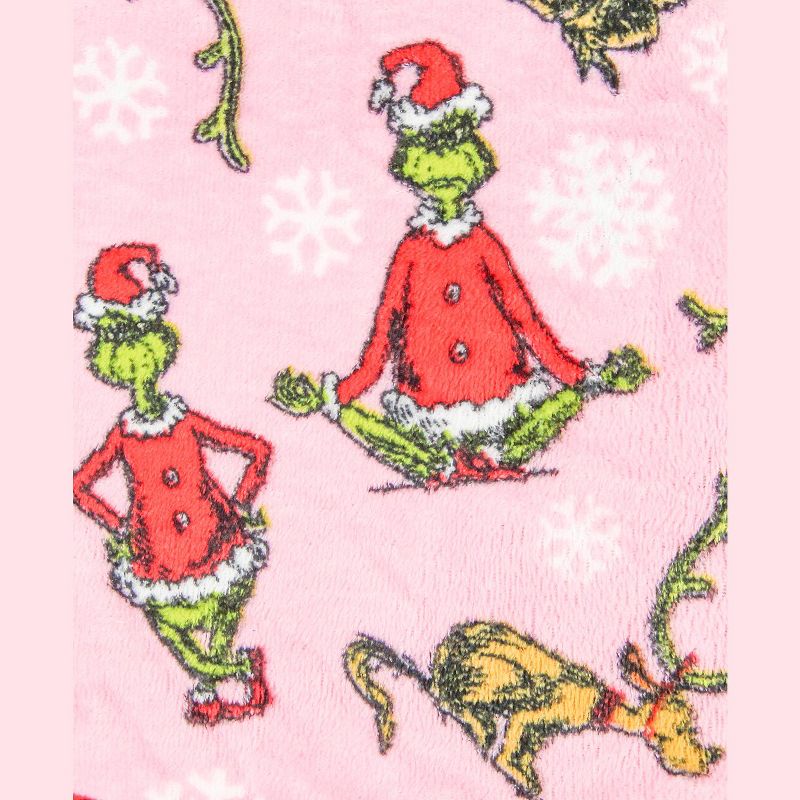 Dr. Seuss Womens' The Grinch and Max Snowflake Fleece Plush Pajama Pants, 4 of 5