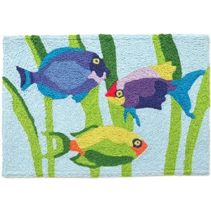 Jellybean Colorful Tropical Fish Doormat – 20"x30" Indoor/Outdoor Rug, Washable Entry Mat - 1 of 4