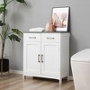 kleankin Bathroom Floor Cabinet, Freestanding Linen Cabinet, Storage Cupboard with 2 Drawers, Double Doors, Adjustable Shelf, White - 2 of 4