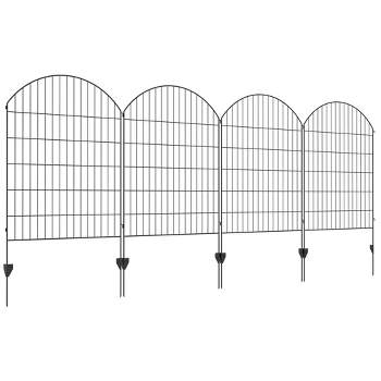 Outsunny 11.4' Steel Garden Fence Rust-Resistant Animal Barrier Decorative Border Flower Edging, Pack of 4, Grids