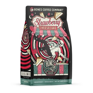 Bones Coffee Company Strawberry Cheesecake Whole Coffee Beans 12 oz Medium Roast (Whole Bean) - 1 of 3