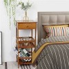 Artloge 2/3 Tier Bamboo Living Room Small End Side Bedside Table Tall Nightstand Bedroom Decor with Drawer & Bottom Shelf - 3 of 4