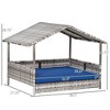 Skyzone Elevated Rattan Pet Cabana with Water-Resistant Cushion, Indoor/Outdoor Dark Blue Dog House - 3 of 4