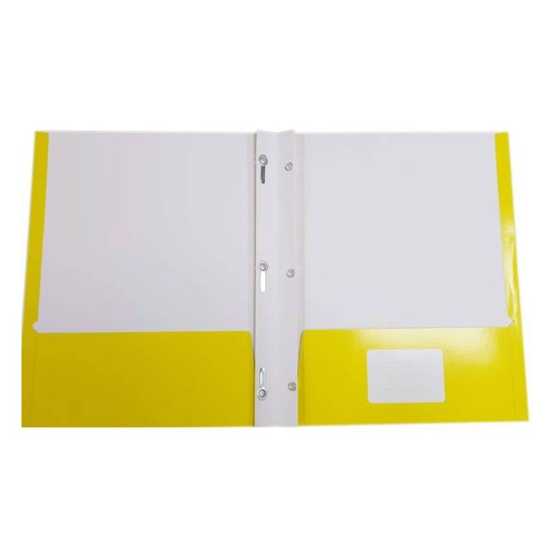 2 Pocket Paper Folder with Prongs Yellow - Pallex, 3 of 4