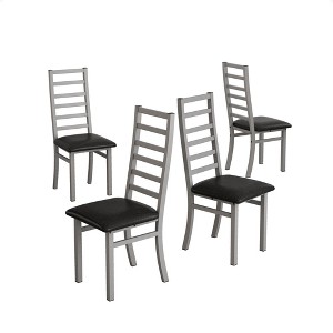 TiramisuBest Set of 4 Modern Metal Dining Chairs with PU Leather Seats, High Back Armless Kitchen Chairs for Dining Room, Black - 1 of 4