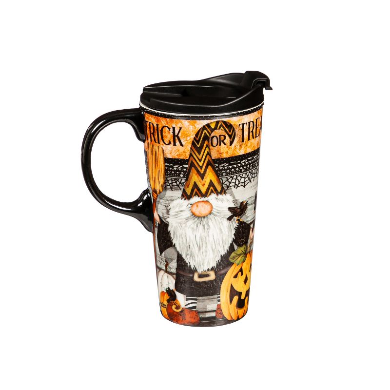 Evergreen 17 OZ Ceramic Cup and Puzzle Gift Set, Trick Or Treat Gnome, 3 of 7