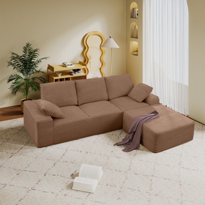 EMPIRE DIGLABS L-Shaped Cloud Sectional Sofa with Deep Seat,No Assembly Required,Modular Couches Sleeper for Living Room,Bedroom,Apartment,BROWN