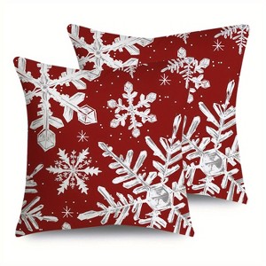 Lomsoe 2pcs Christmas Throw Pillow Covers Red Snowflake Designs,Winter Holiday Party Cushion Case for Bedroom Sofa Decor. - 1 of 4