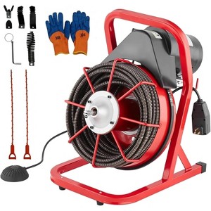 75ft Drain Cleaning Machine, 1/2 Inch Electric Drain Auger with 6 Cutters & Foot Switch, Portable Sewer Snake for 1" to 4" Pipes, Red - 1 of 4