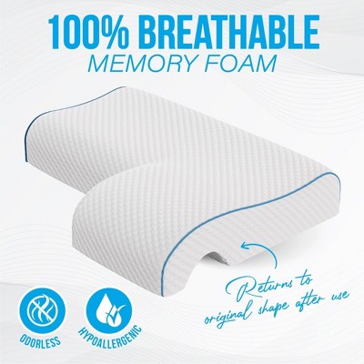 White Memory Foam Ergonomic Cuddle Pillow with Arm Tunnel