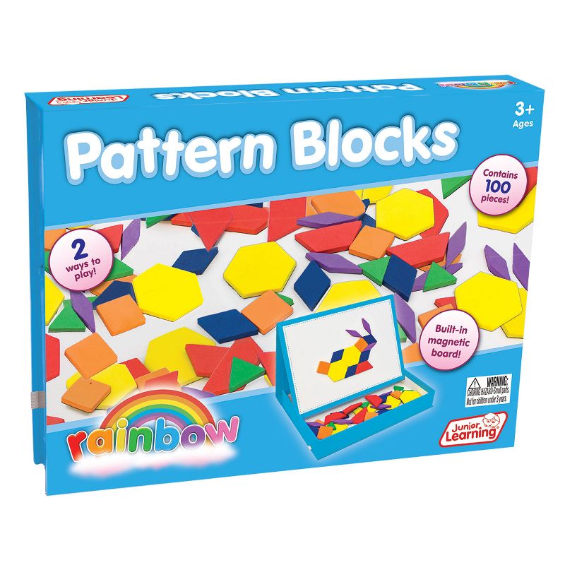 Junior Learning Rainbow Pattern Blocks, Magnetic, Assorted Colors, 100 Pieces, 1 of 5