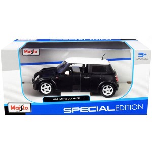 Mini Cooper Matt Black with White Top 1/24 Diecast Model Car by Maisto - 1 of 3